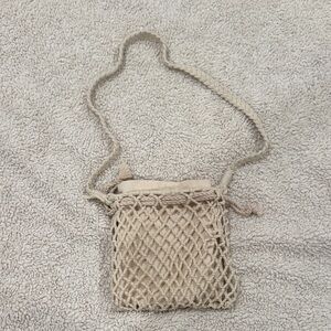 Elegant Tan Woven Crossbody Bag